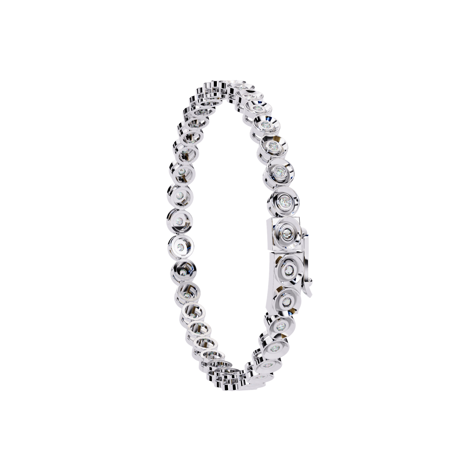 Golden Halo Bezel-Set Diamond Tennis Bracelet